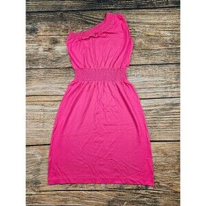 Charlie Paige Womens Jr M One Shoulder Dress Pink Party Stretch EUC